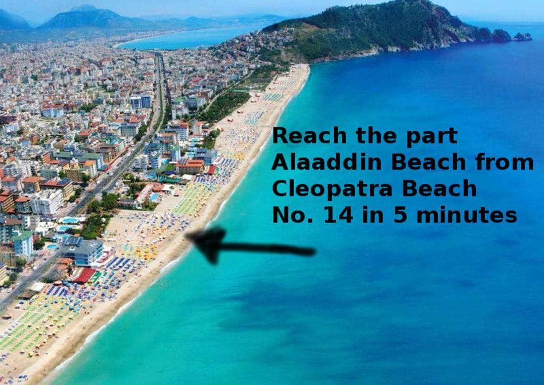 Palm Beach Cleopatra House, Beautiful Private Apartment Just 300 Meters To Cleopatra Beach 14 With Umbrellas, Bikes And Many Extras Included! Alanya Eksteriør billede